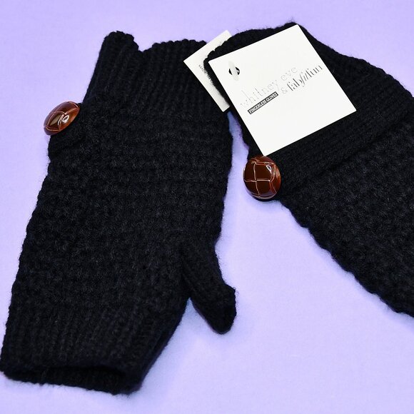 Whitney Eve + FabFitFun Black Knit Fingerless Gloves - Picture 1 of 3